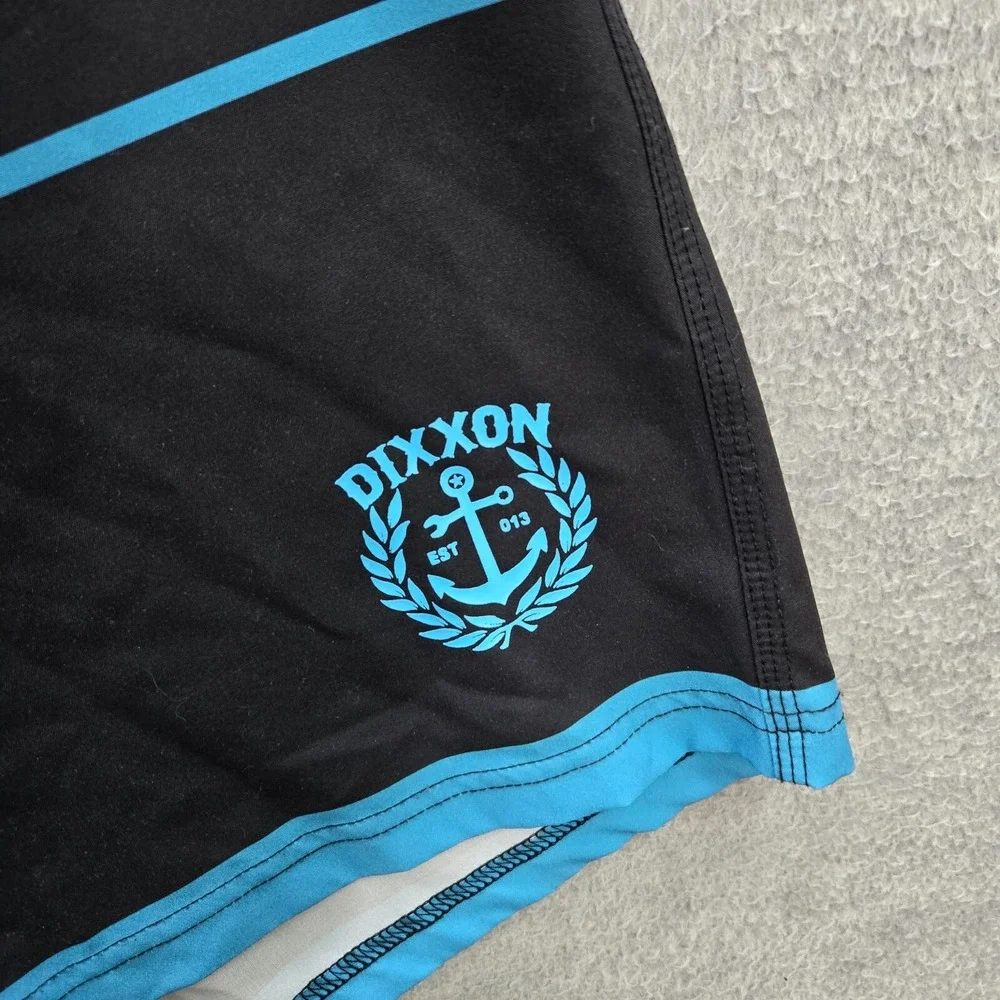 Dixxon Men Swimwear 30 Blue Striped‎ Board Shorts Logo Graphic Cargo Pocket